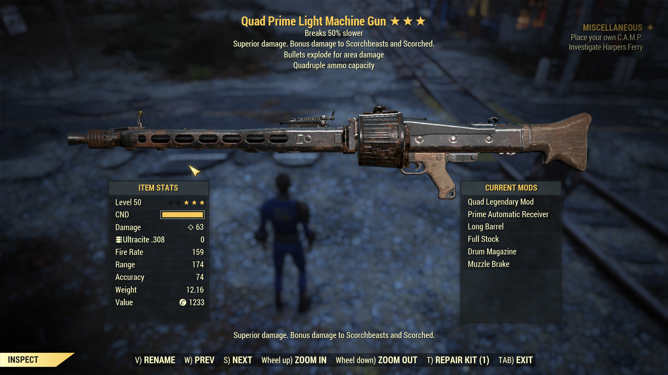 Buy Quad Explosive Light Machine G In Fallout Items Offer