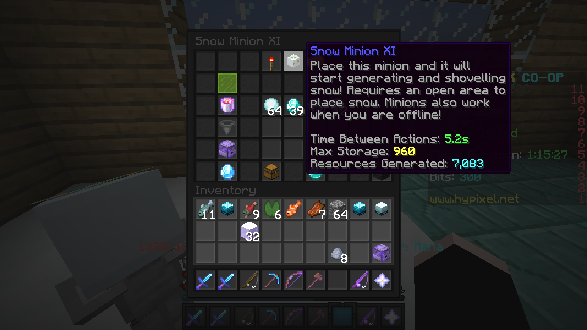 Buy T Snow Minion Setup Quick In Minecraft Hypixel Items Offer