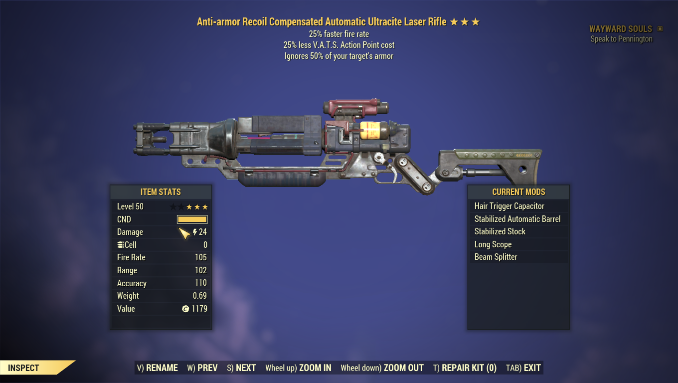 Buy Anti Armor Ultracite Laser Rif In Fallout Items Offer