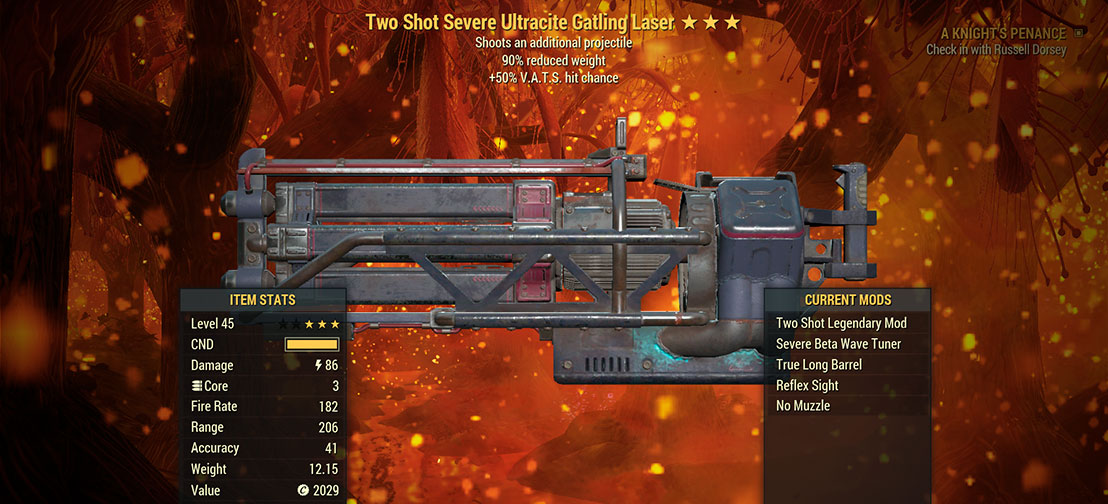 Buy Two Shot Ultracite Gatling Las In Fallout Items Offer