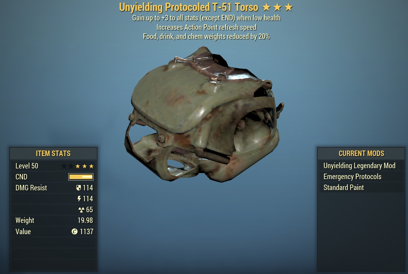 Buy T B Unyielding Full Set In Fallout Items Offer