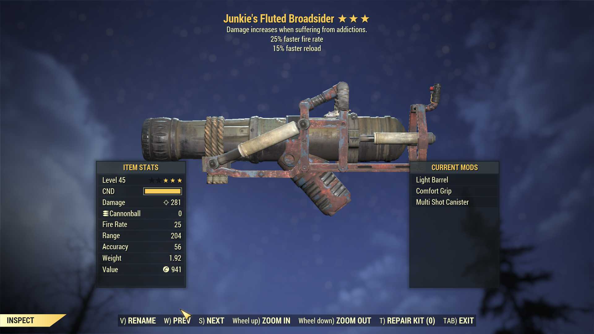 Junkie's Broadsider (25% faster fire rate, 15% faster reload)