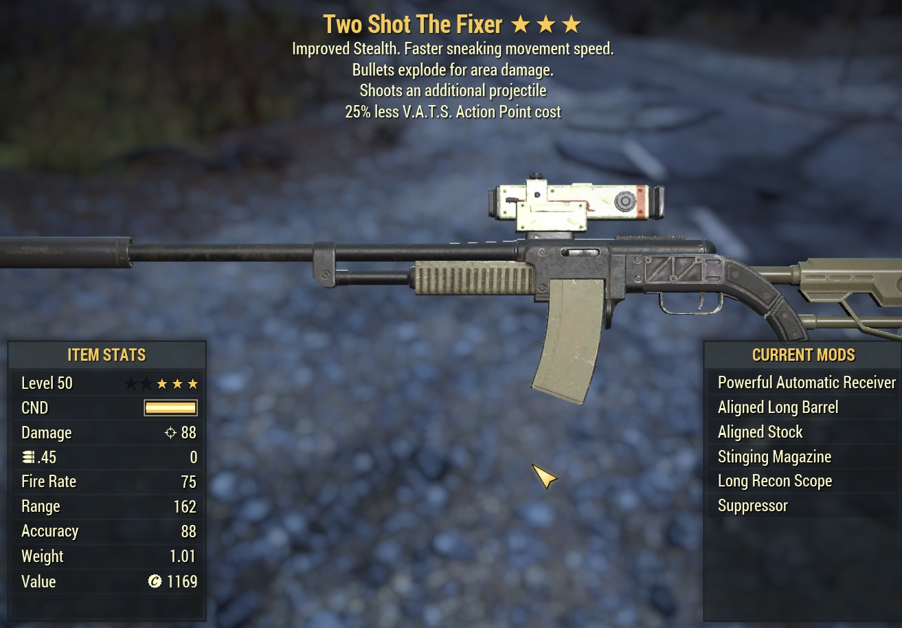 Two Shot Explosive The Fixer [25% less V.A.T.S. Action Point cost]