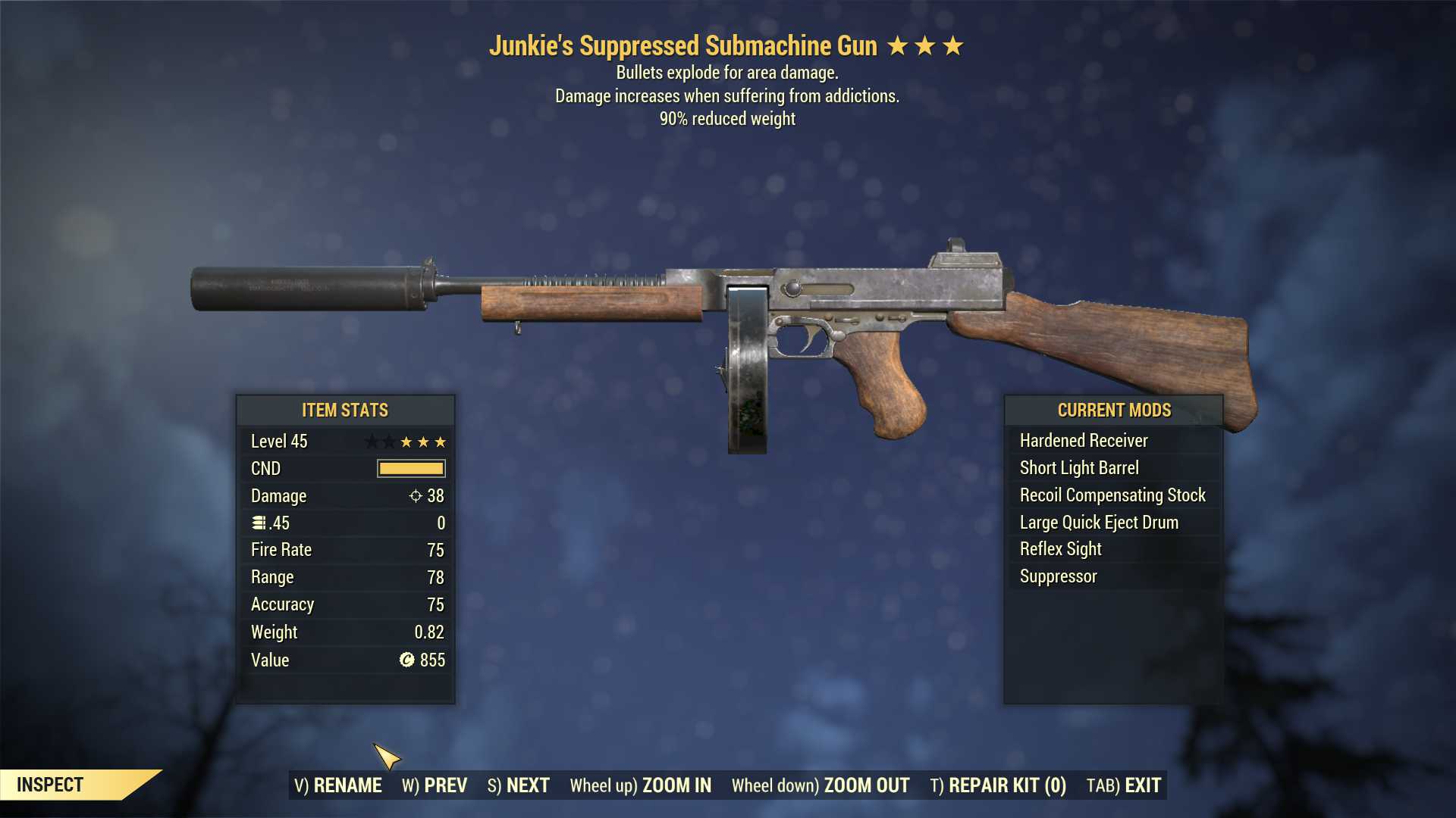 Junkie's Explosive Submachine Gun (90% reduced weight)