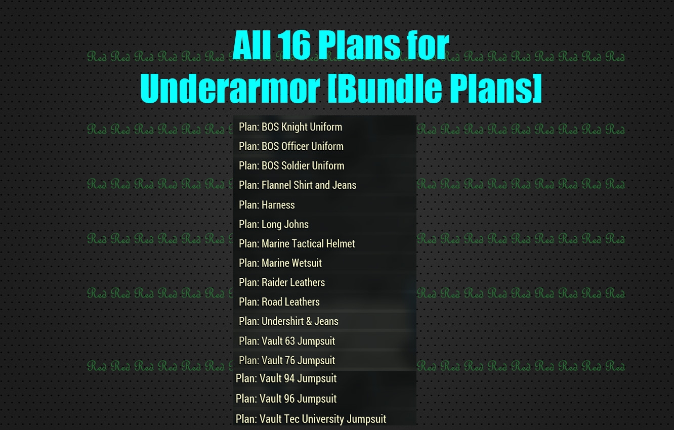 Buy All 16 Plans for Underarmor [B in FALLOUT 76 Items Offer