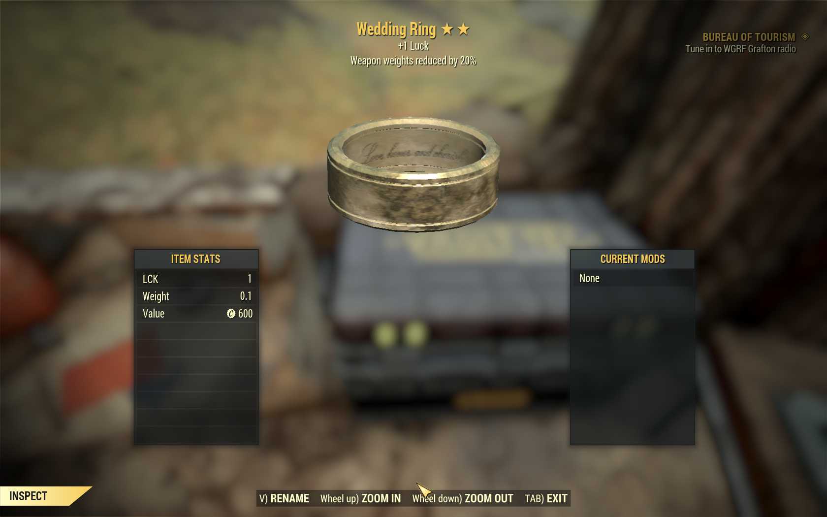 [LUCK WWR] Weapon Weight Reduction Wedding Ring (LUCK) [Legendary outfit]