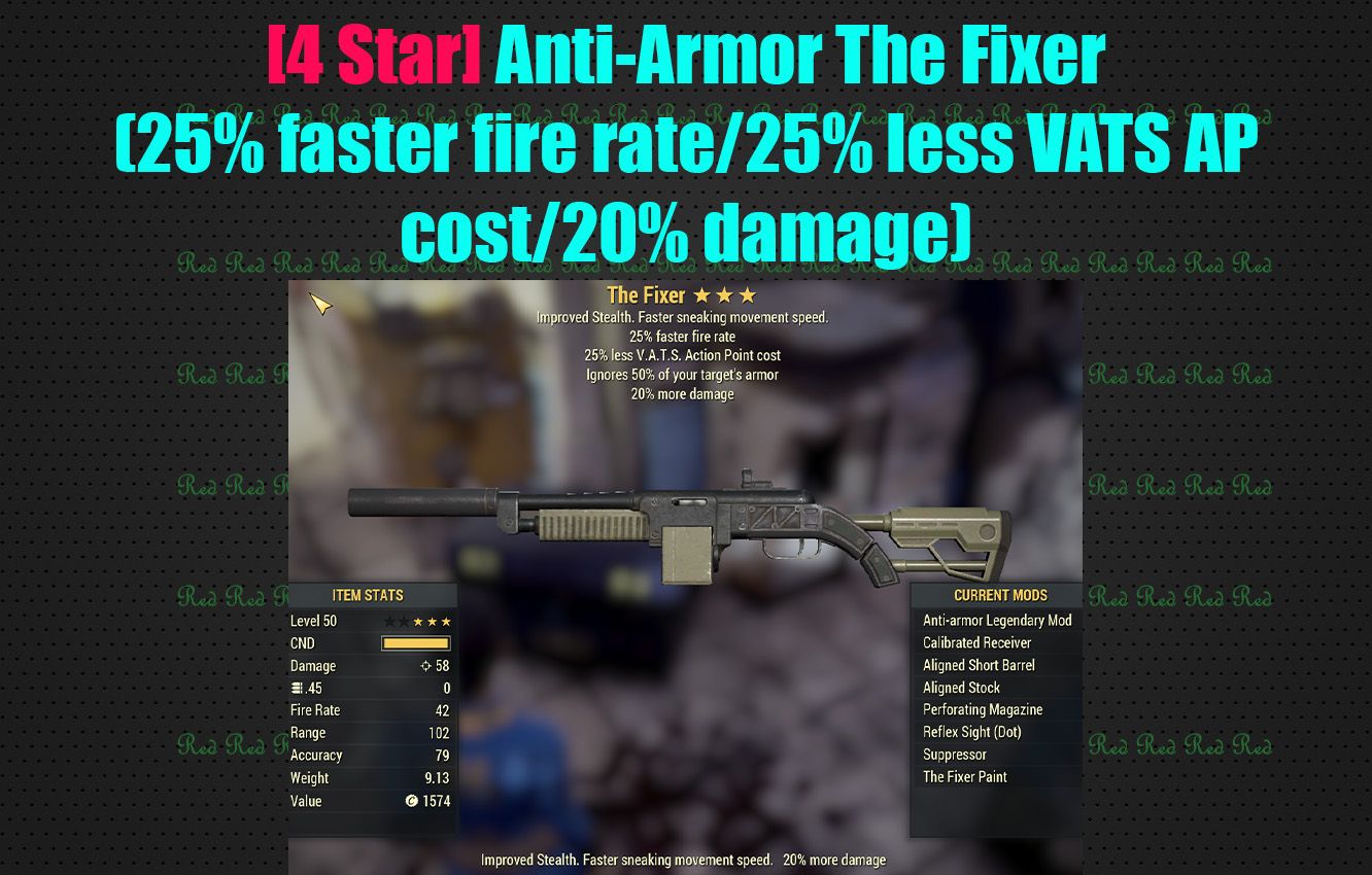 [4 Star] Anti-Armor The Fixer (25% faster fire rate/25% less VATS AP cost/20% damage)