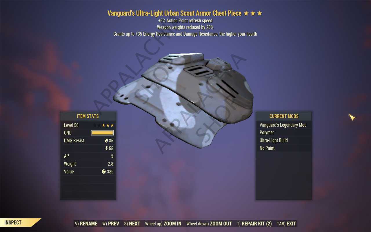 [VAN AP WWR]Vanguard's Weapon Weight Reduction Scout Armor Set (5/5 AP) [Urban]