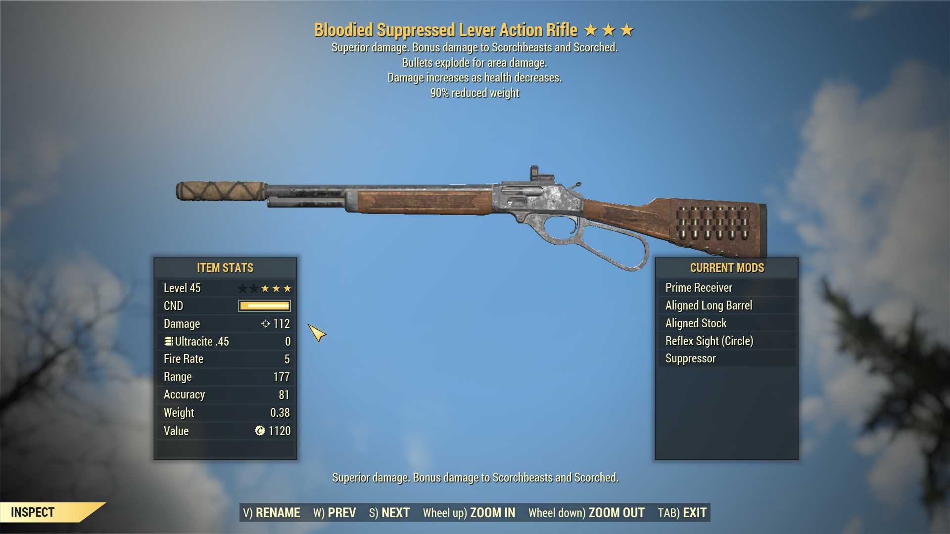 Bloodied Explosive Lever Action Rifle (90% reduced weight)