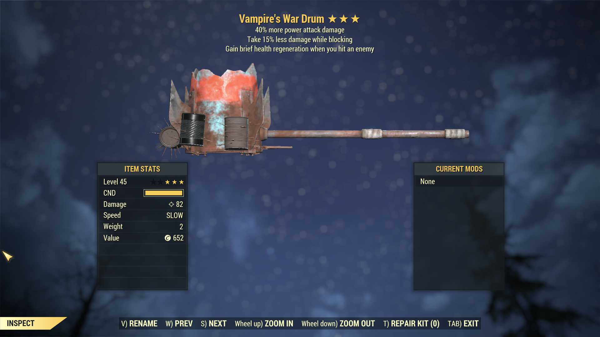 Vampire's War Drum (+40% damage PA, Take 15% less damage WB)