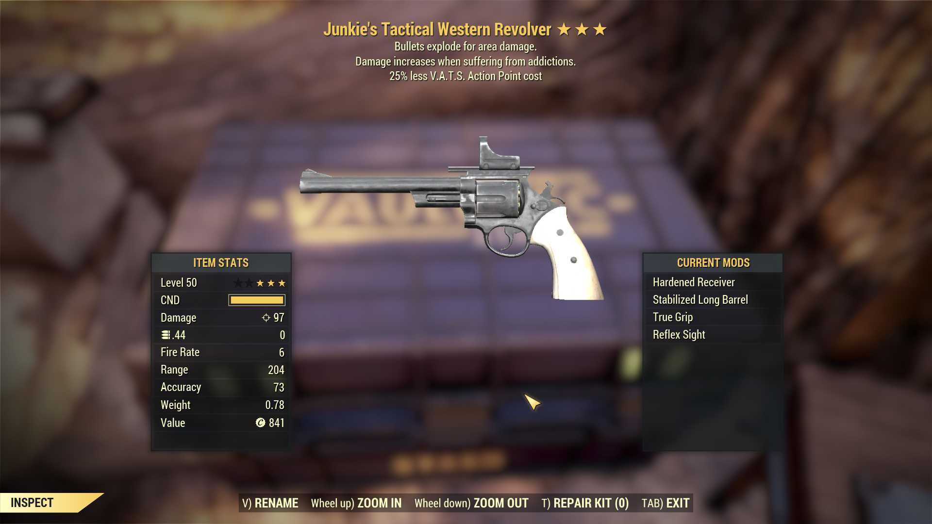 Junkie's Explosive Western Revolver (25% less VATS AP cost)