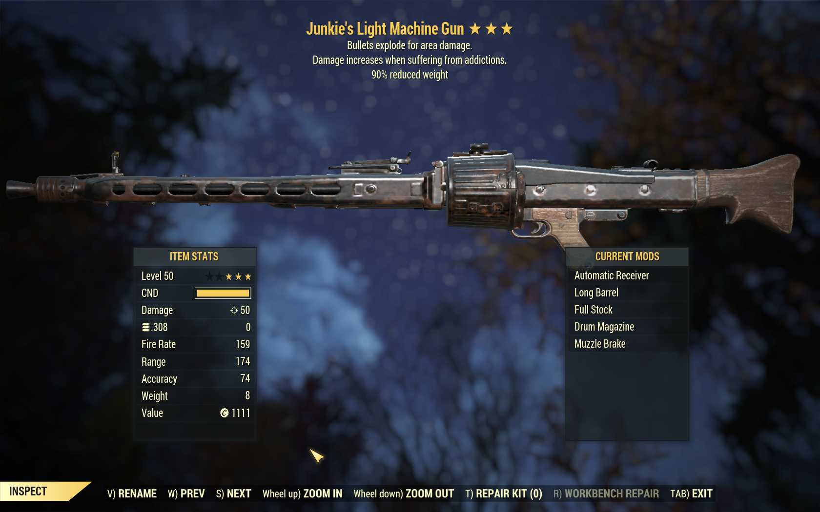 Junkie's Explosive Light Machine Gun (LMG) (90% reduced weight)