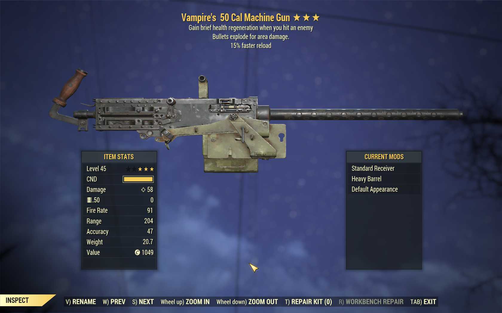 Vampire's Explosive 50 Cal Machine Gun (15% faster reload)