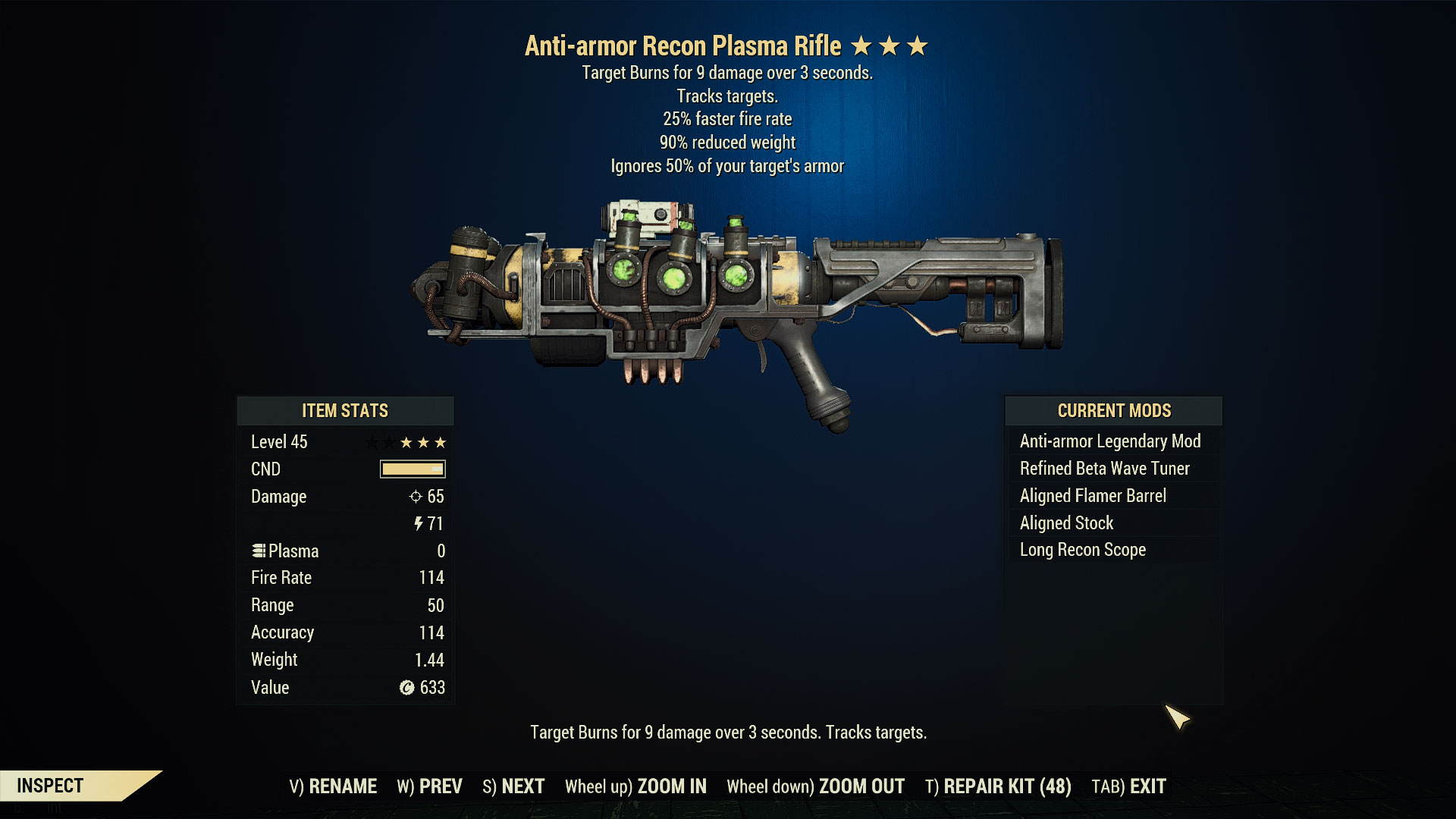 Anti-armor PLasma Rifle (25% faster fire rate/90% reduced weight)