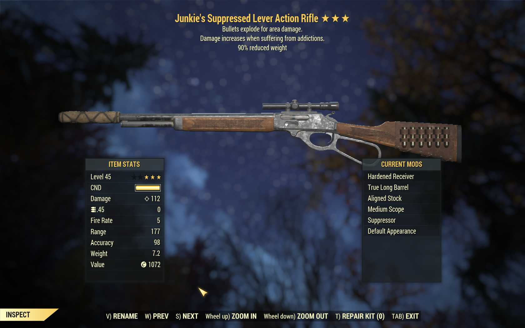 Junkie's Explosive Lever Action Rifle (90% reduced weight)