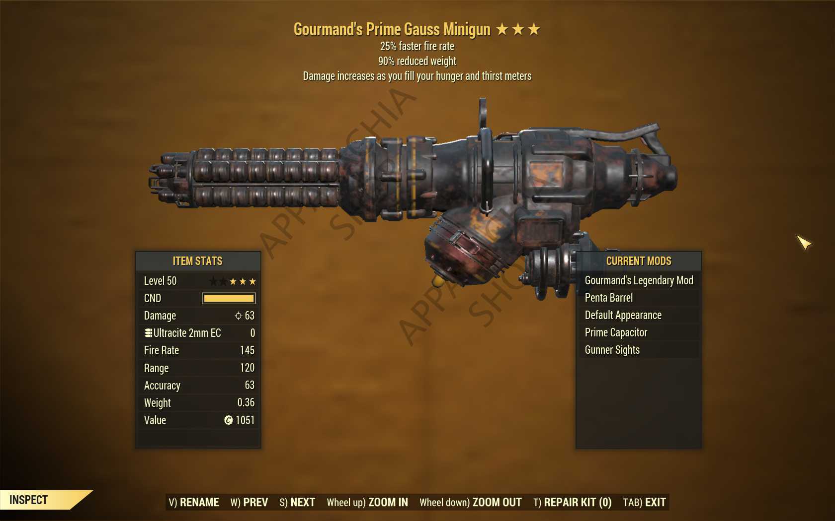 Gourmand's Gauss Minigun (25% faster fire rate, 90% reduced weight)[FULL MODS]