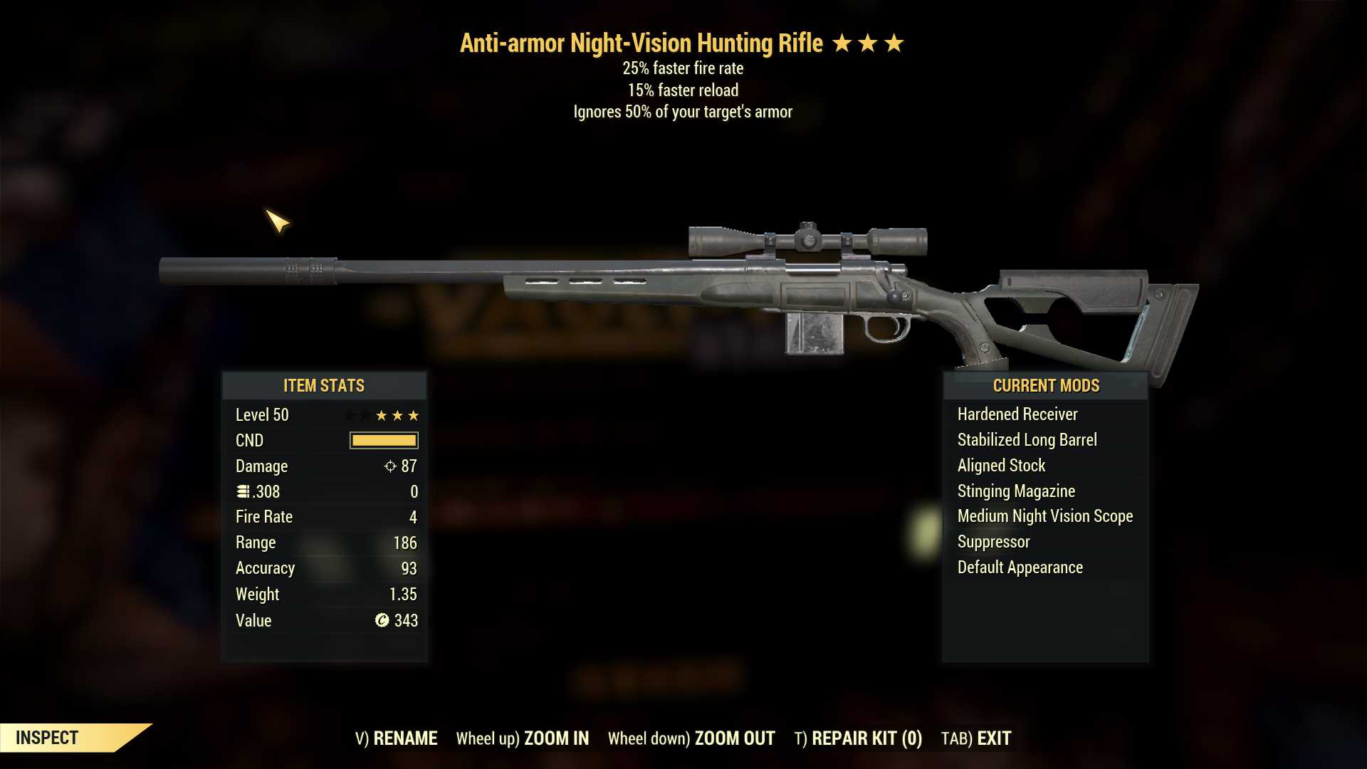 Anti-Armor Hunting Rifle (25% faster fire rate, 15% faster reload)