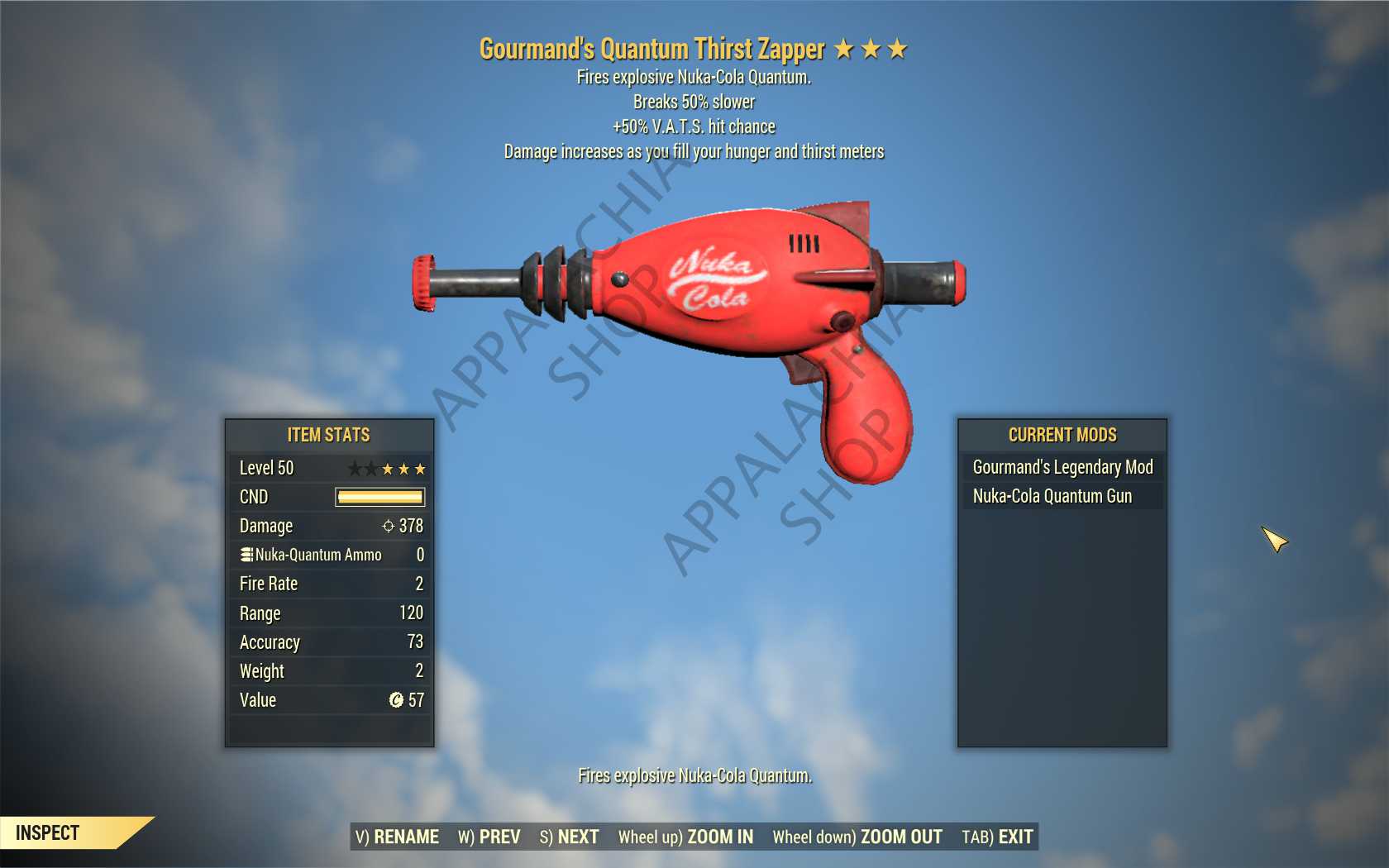 Gourmand's Thirst Zapper (+50% VATS hit chance, Breaks 50% slower)