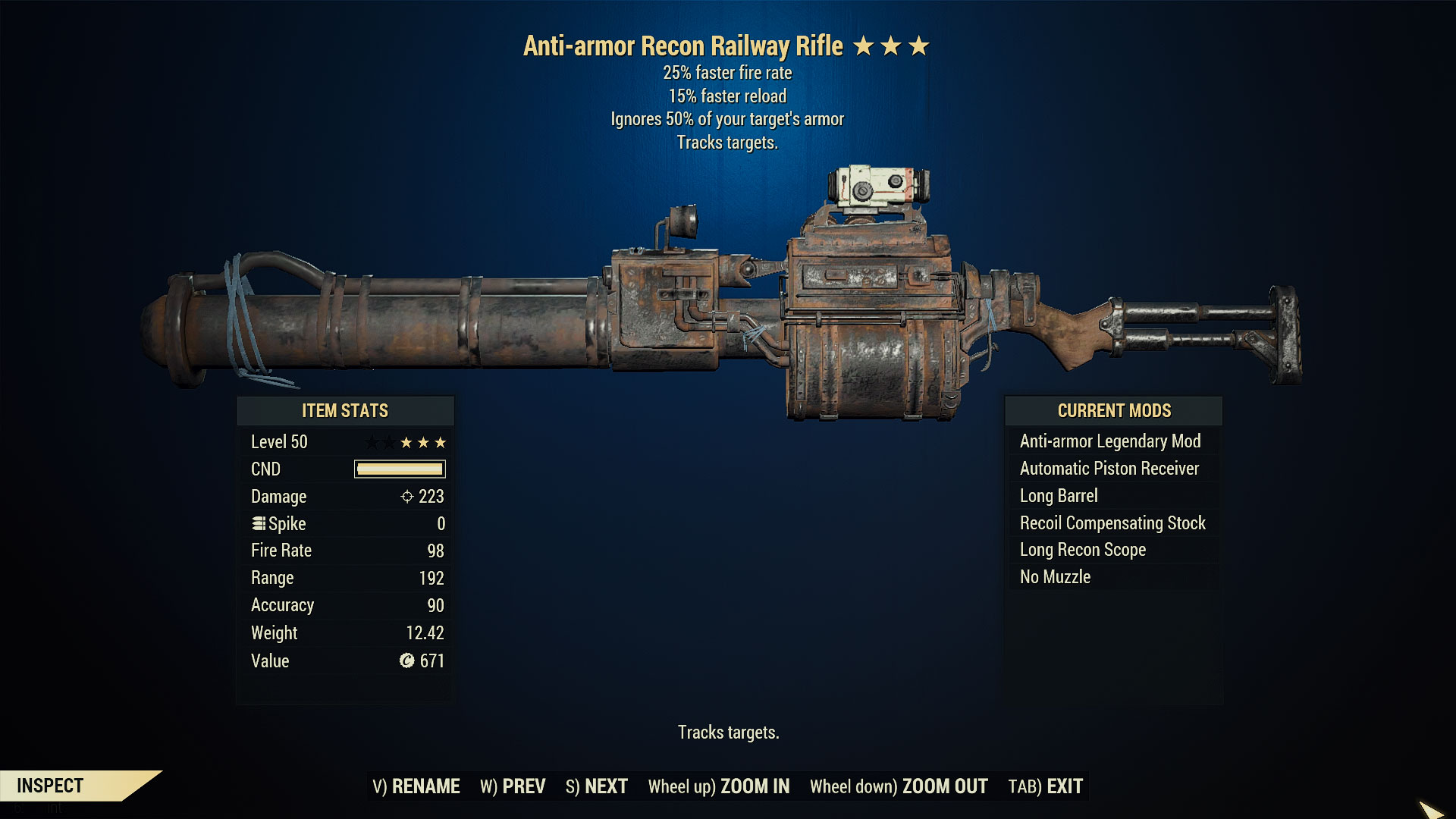 Anti-armor Railway Rifle (25% faster fire rate/15% faster reload)