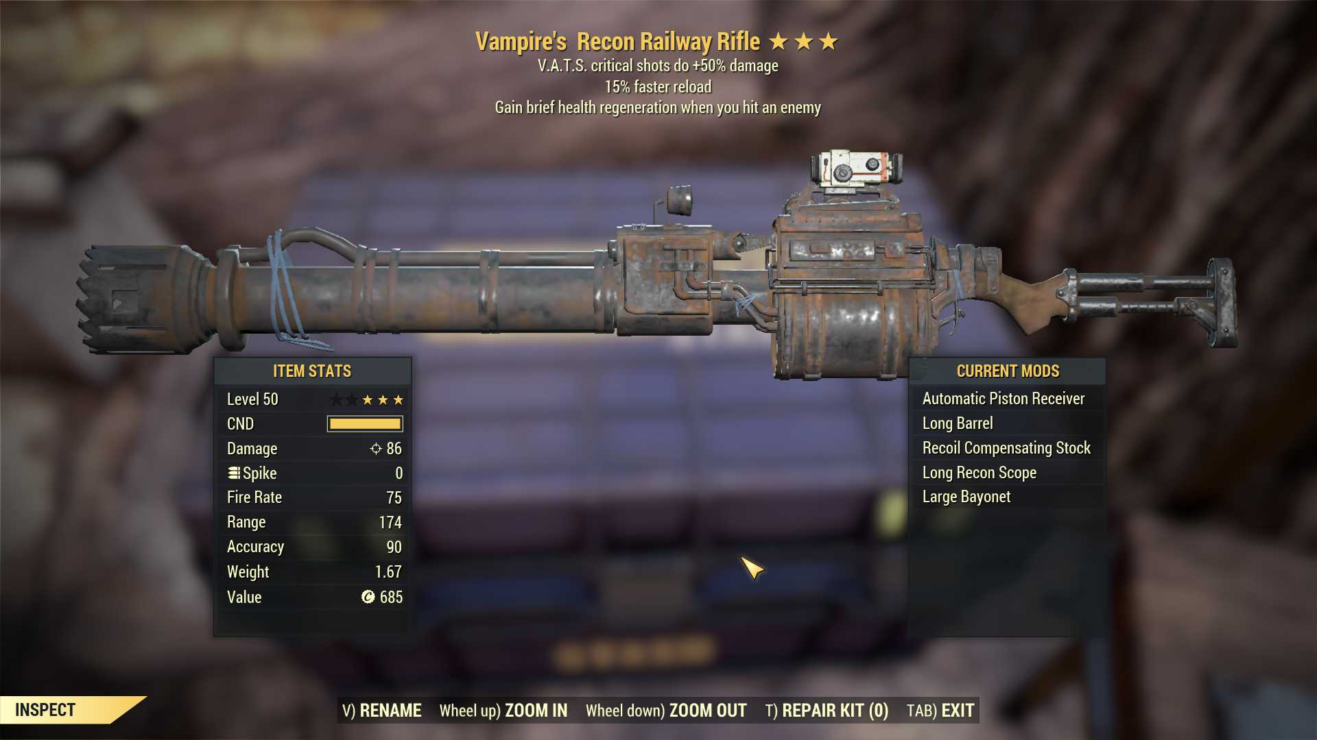 Vampire's Railway (+50% critical damage, 15% faster reload)
