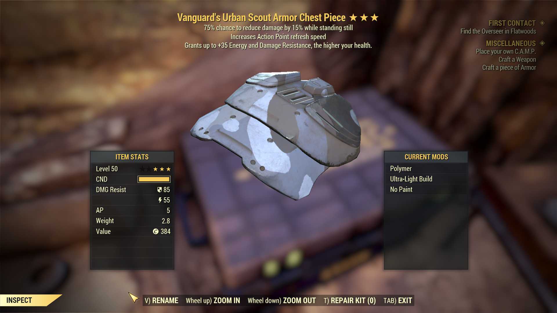 Vanguard's Sentinel Urban Scout Armor Set (5/5 FULL AP REFRESH)