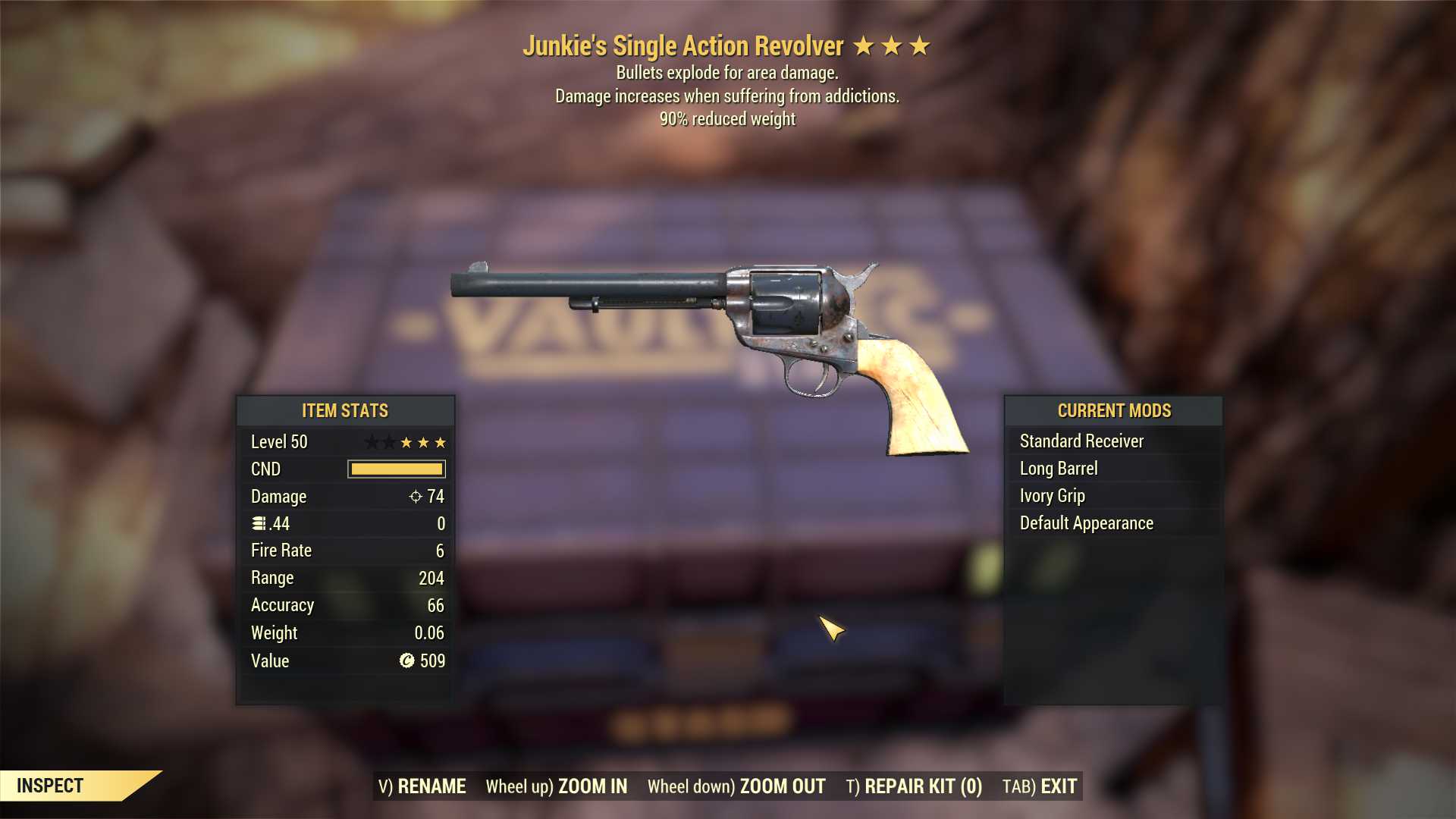Junkie's Explosive Single Action Revolver (90% reduced weight)