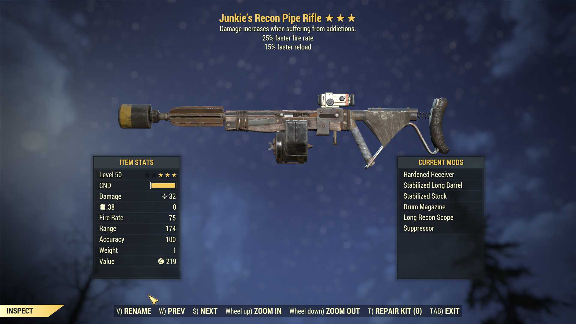 Junkie's Pipe (25% faster fire rate, 15% faster reload)