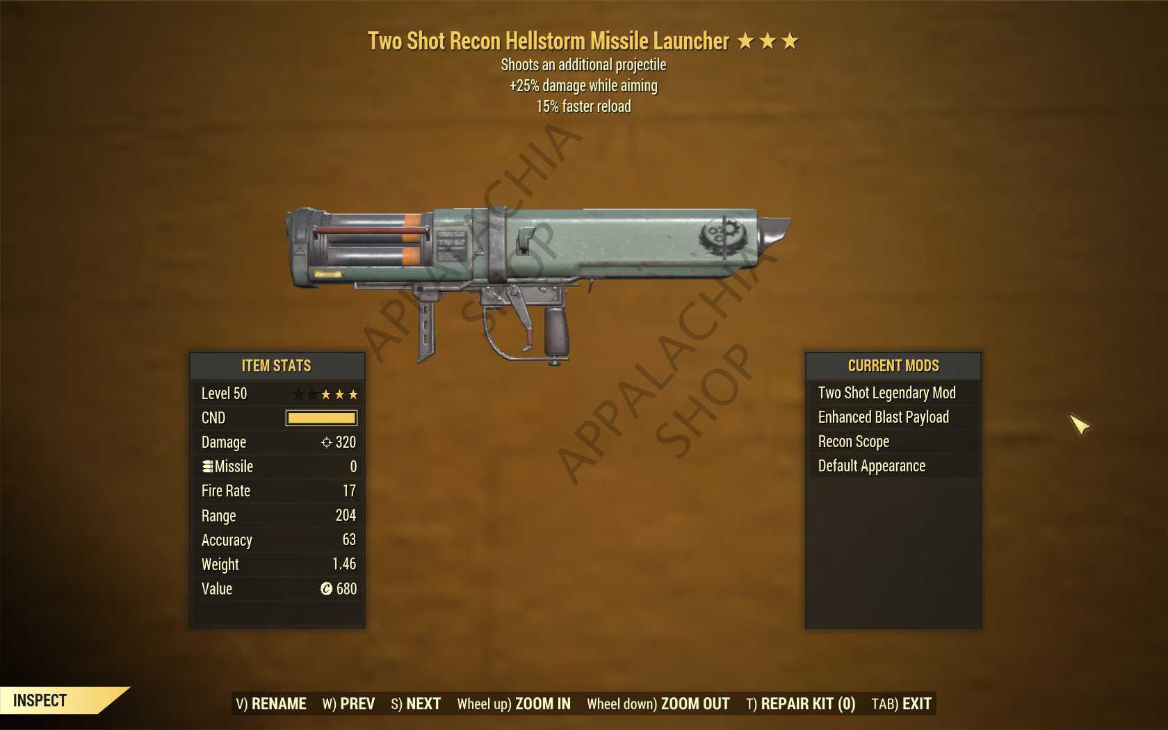 Two Shot Hellstorm Missile Launcher (+25% damage WA, 15% faster reload)[FULL MODS]