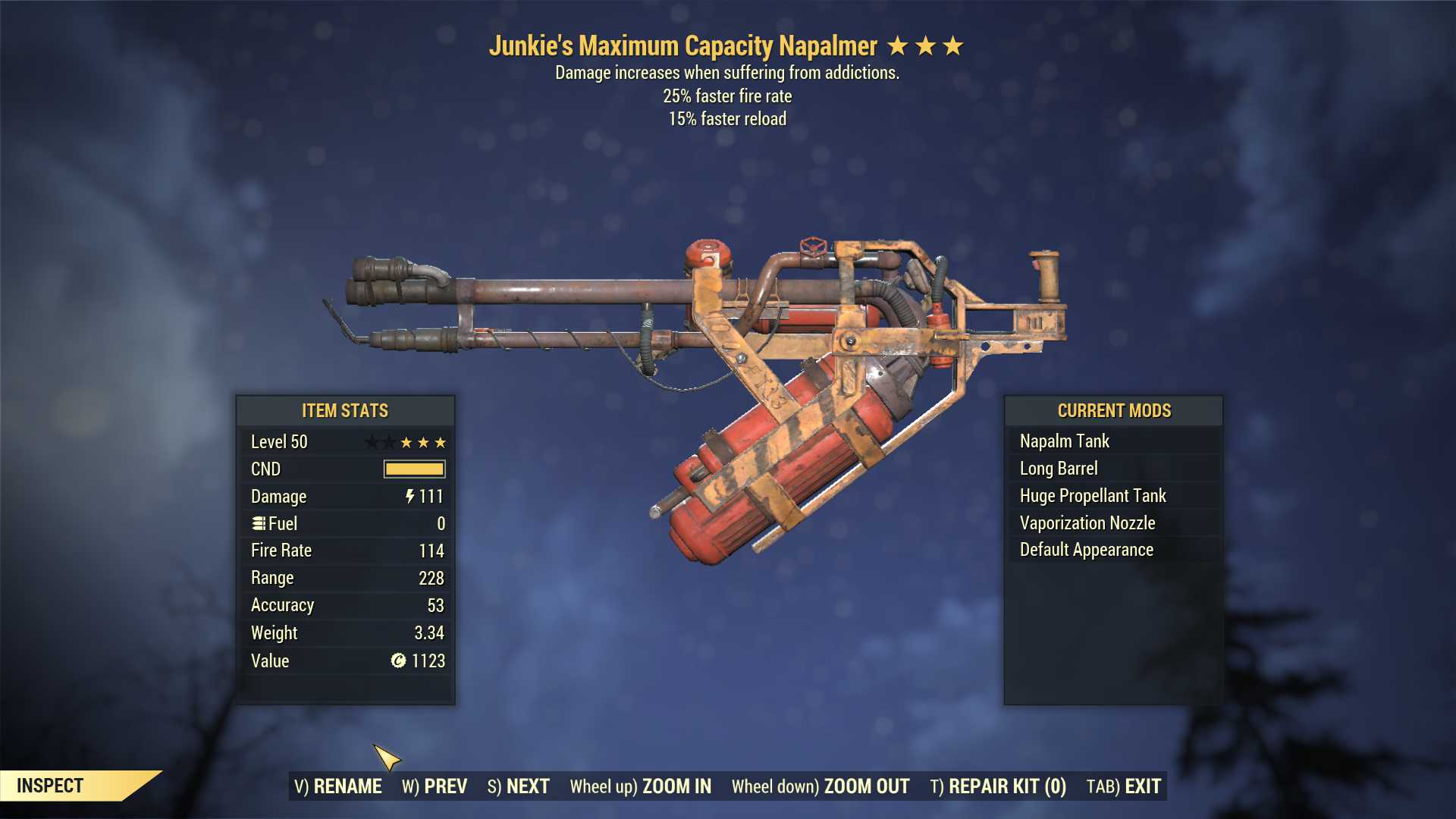 Junkie's Flamer (25% faster fire rate, 15% faster reload)