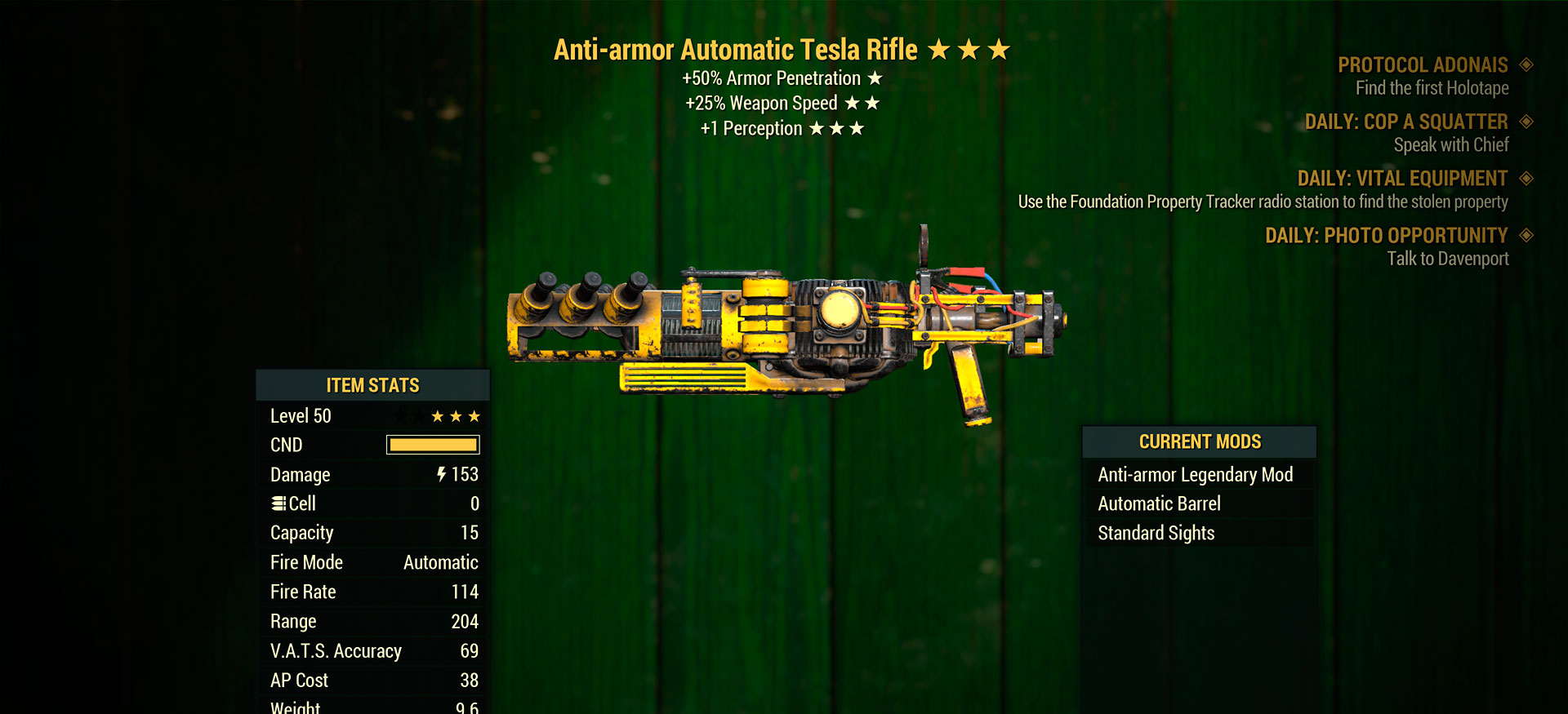 [XBOX] Anti-armor Tesla Rifle (+25% Weapon Speed, +1 Perception)