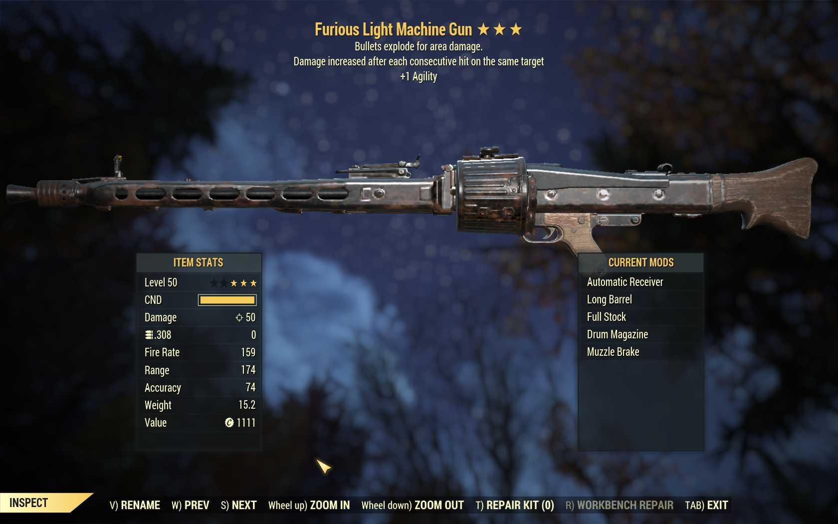 Furious Explosive Light Machine Gun (LMG) (+1 Agility)