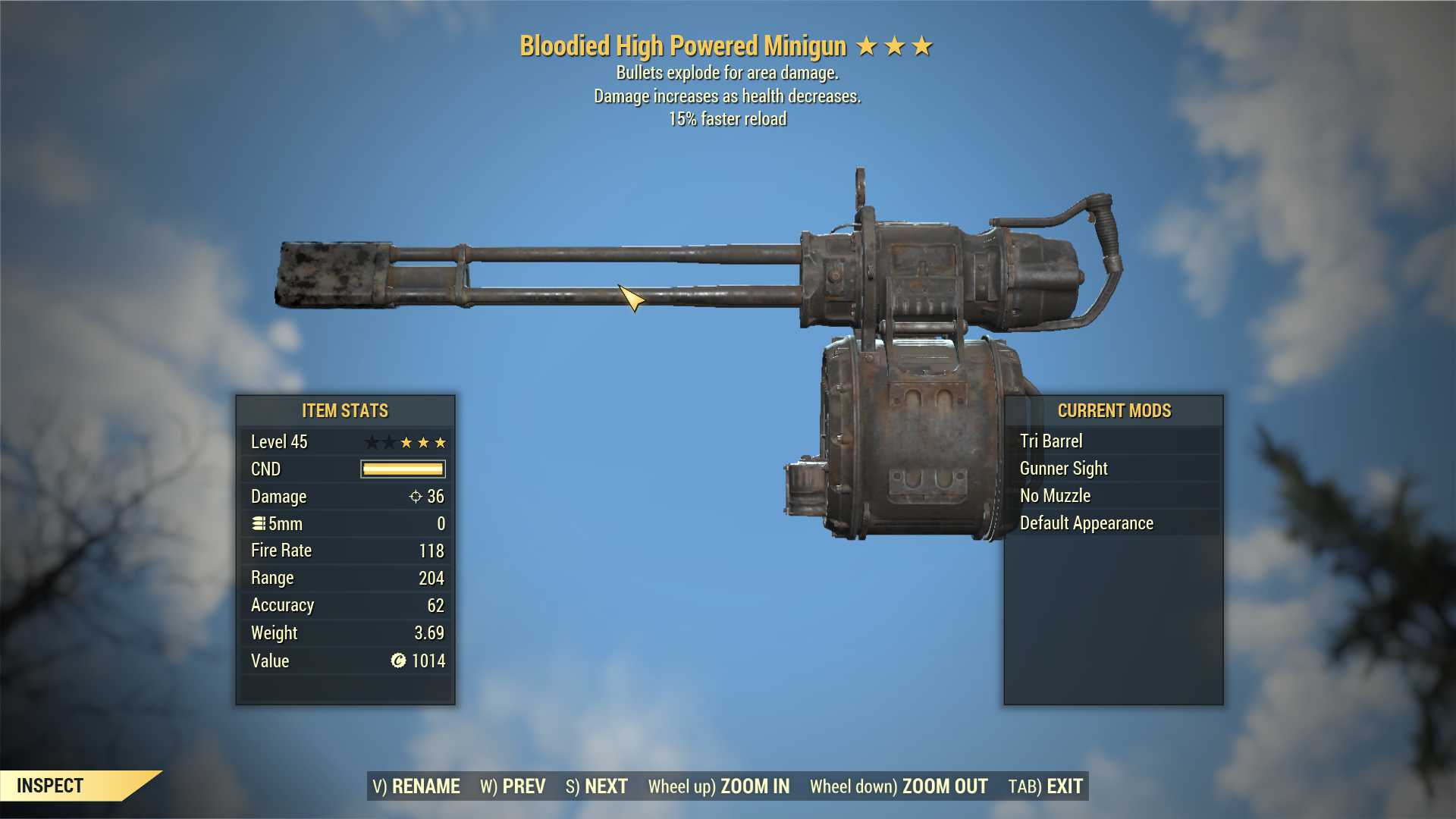 Bloodied Explosive Minigun (15% faster reload)