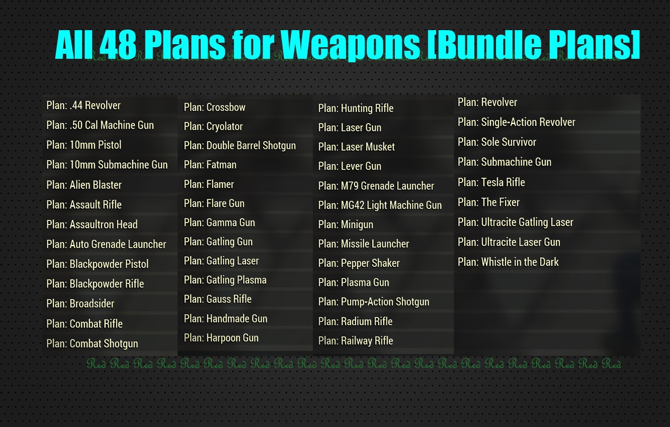 All 48 Plans for Weapons [Bundle Plans]