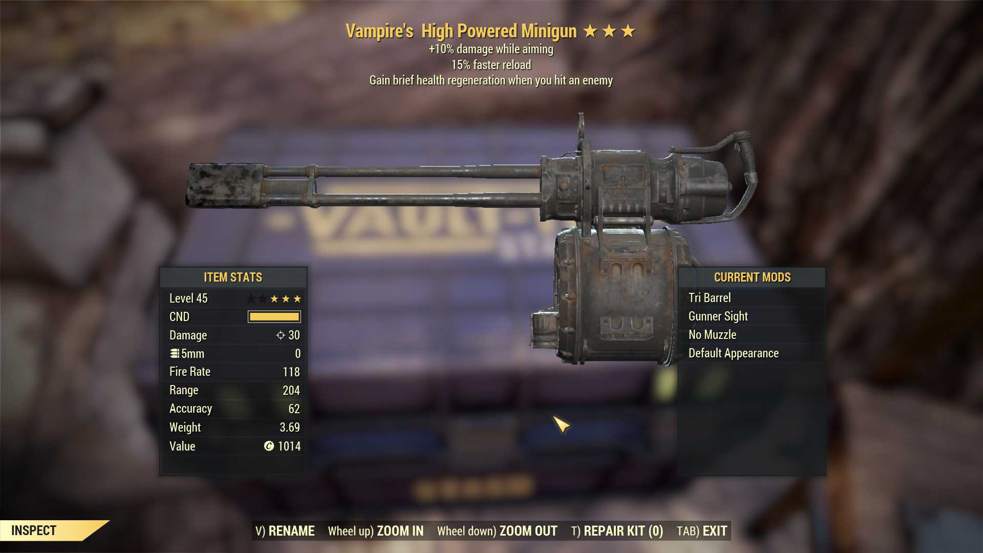 Vampire's Minigun (+25% damage WA, 15% faster reload)