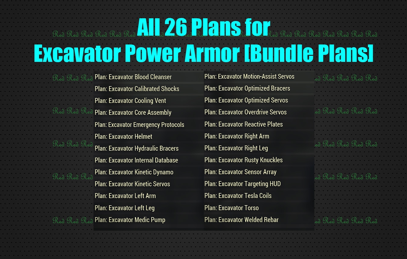 All 26 Plans for Excavator Power Armor [Bundle Plans]