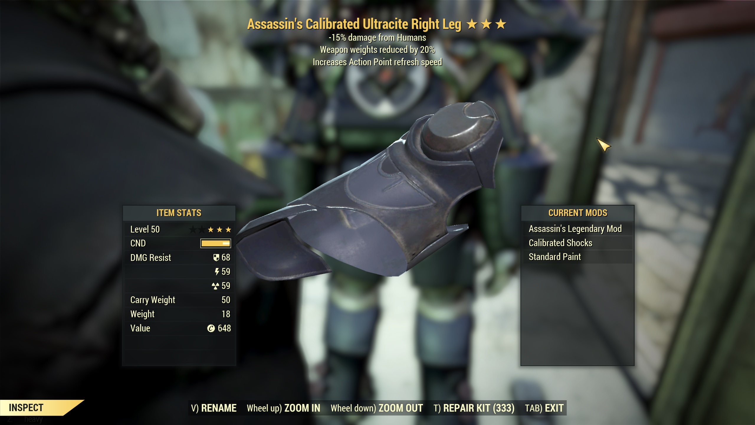 Assassin's WWR Ultracite Power Armor [5/5 AP Refresh] Full Set / With Jet Pack Arm