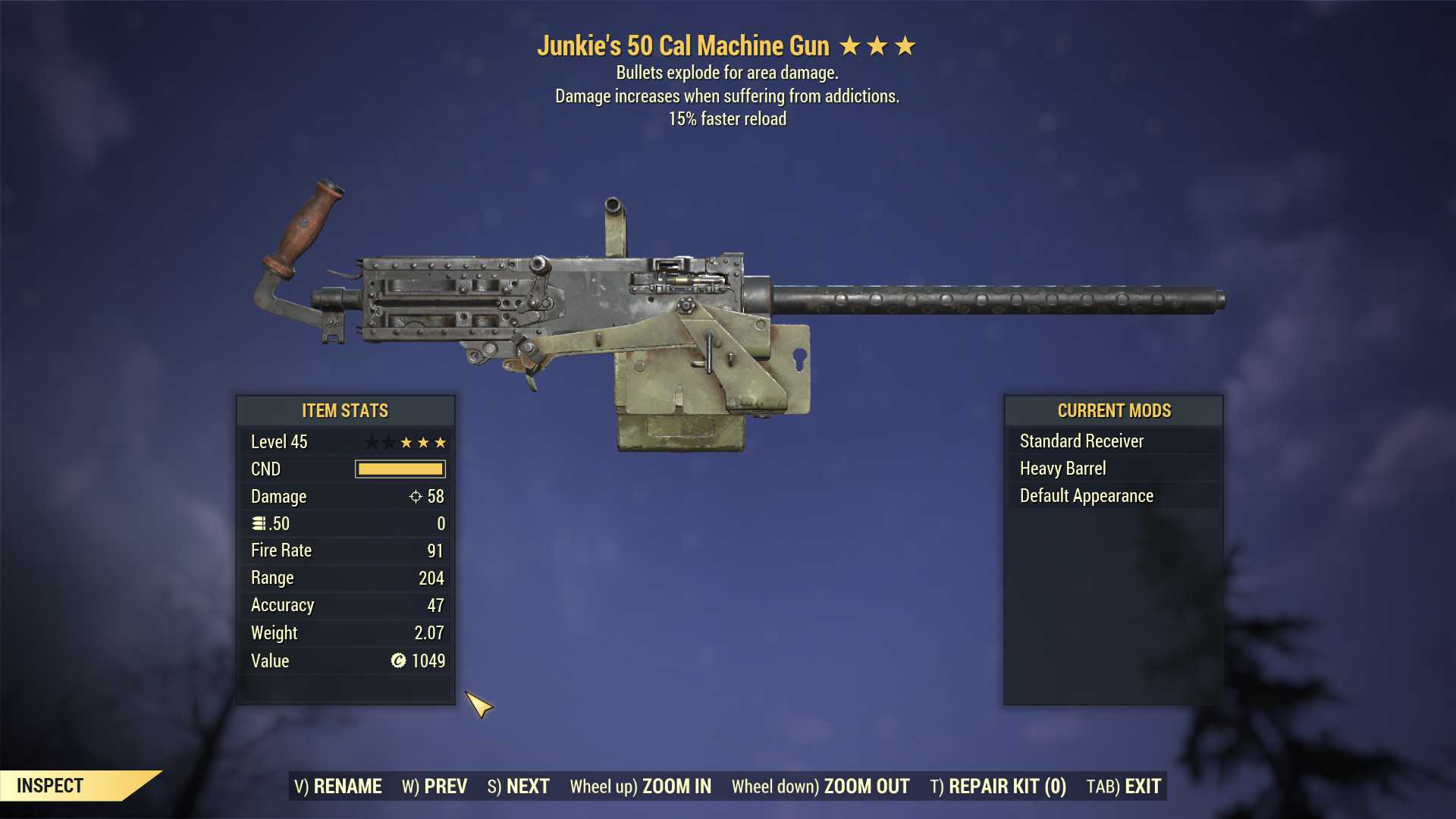 Junkie's Explosive 50 Cal Machine Gun (15% faster reload)