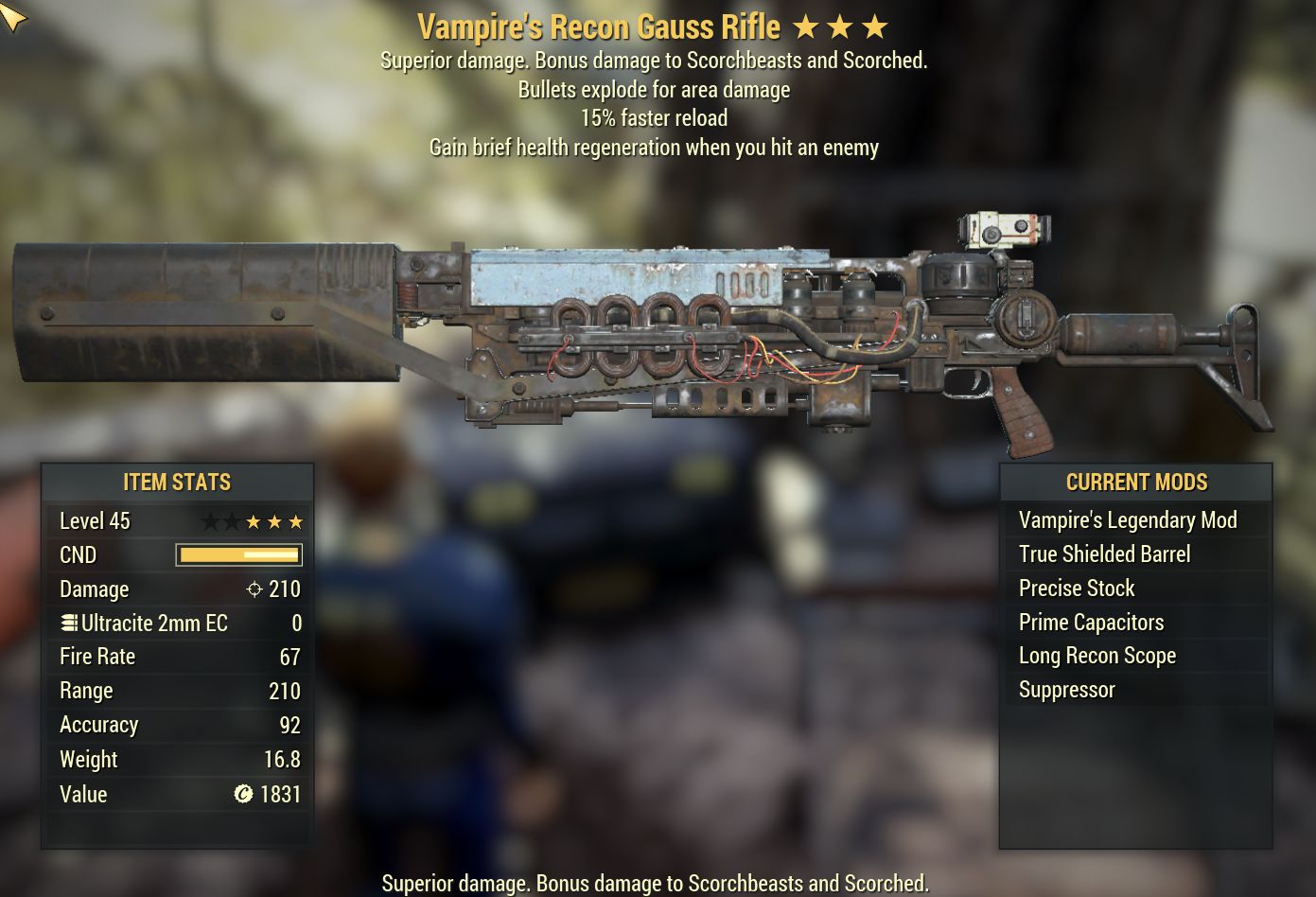 Vampire's Gauss Rifle (Explosive, 15% FR) [Legacy]