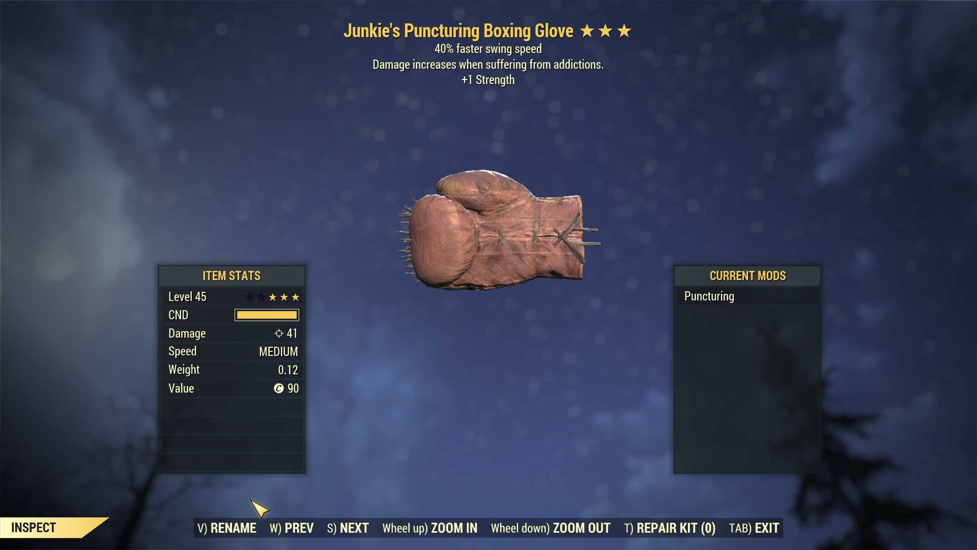 Junkie's Boxing Glove (40% Faster Swing Speed, +1 Strength)