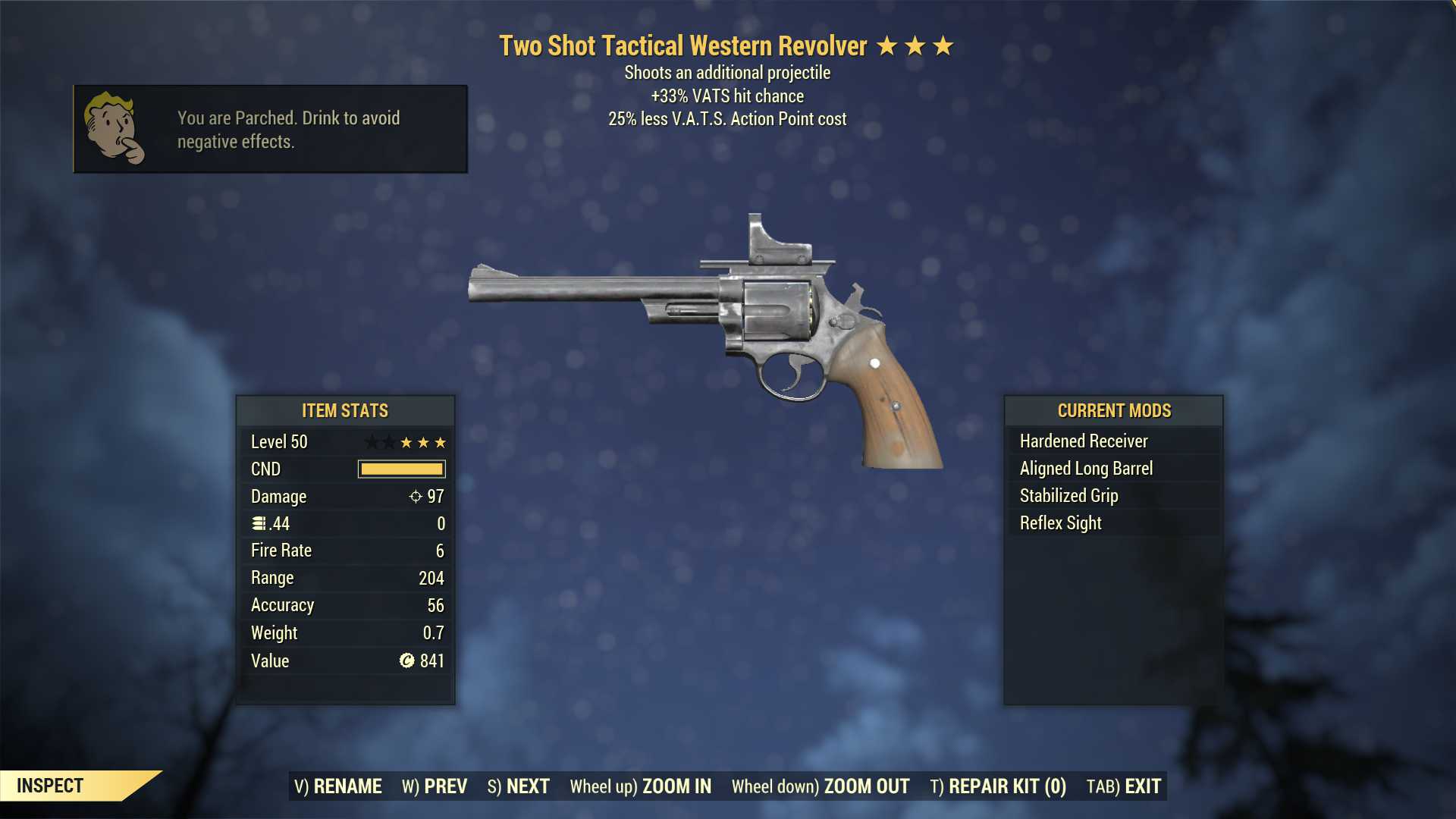 Two Shot Western Revolver (+50% VATS hit chance, 25% less VATS AP cost)