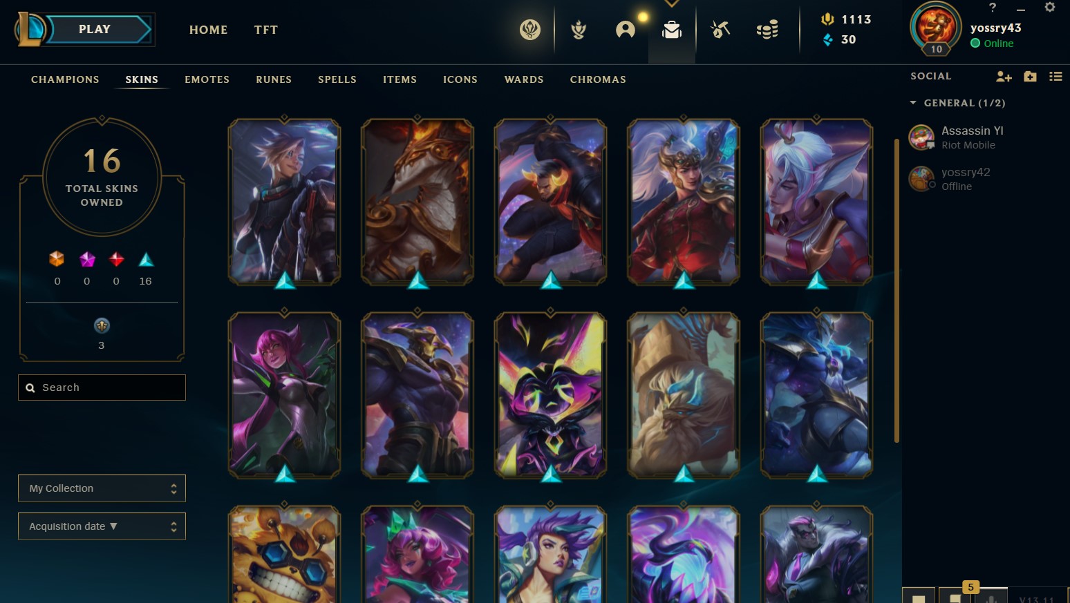 {EUW}lv10 ACCOUNT Hand leveled with (+16 epic skin +55mythic ) check Discretion
