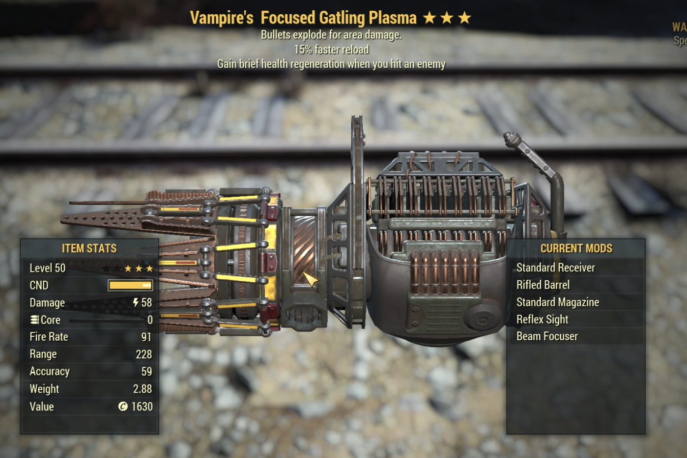 Vampire's Explosive Gatling Plasma [15% faster reload] LEGACY