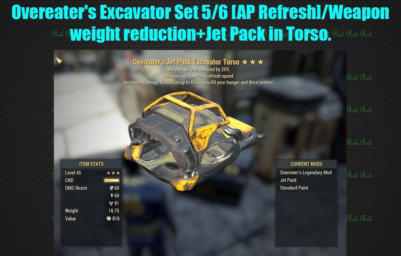 Overeater's Excavator Set 5/5 [AP Refresh]/Weapon weight reduction+Jet Pack in Torso.Power Armor