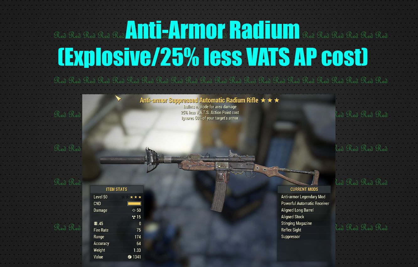 Anti-Armor Radium Rifle (Explosive/25% less VATS AP cost)