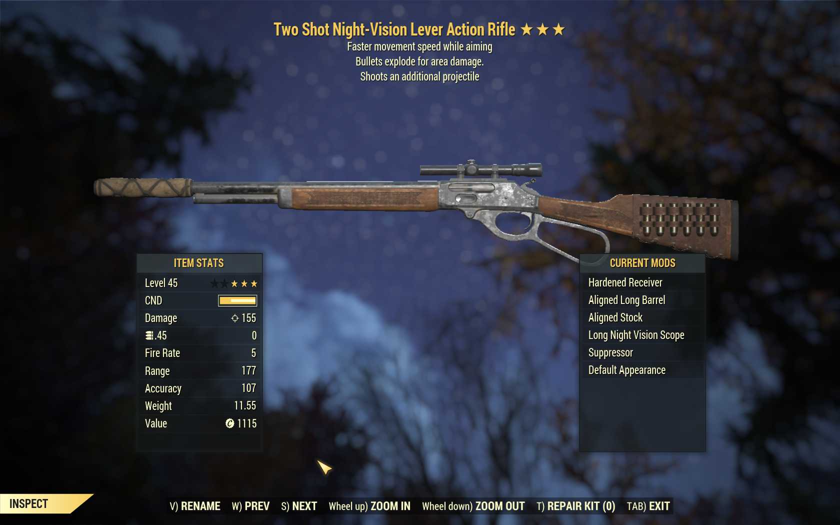 Two Shot Explosive Lever Action Rifle (faster move speed WA)