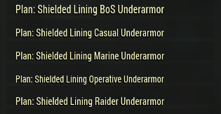 [PC] Shielded Lining Underarmors Palns Pack  | 5 plans