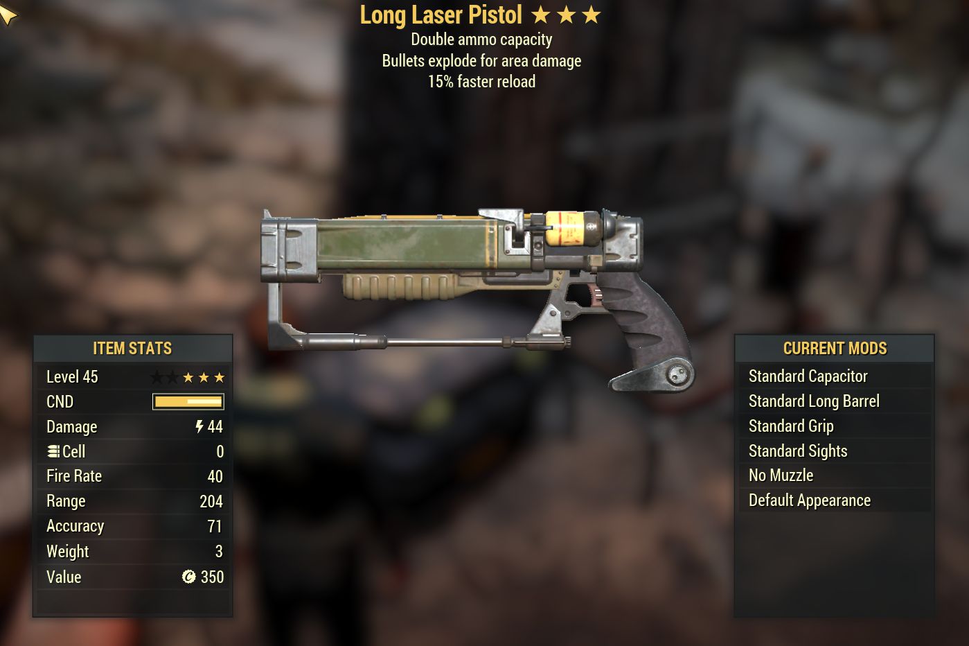 Double Long Laser Pistol [Explosive/15% FR][Legacy]