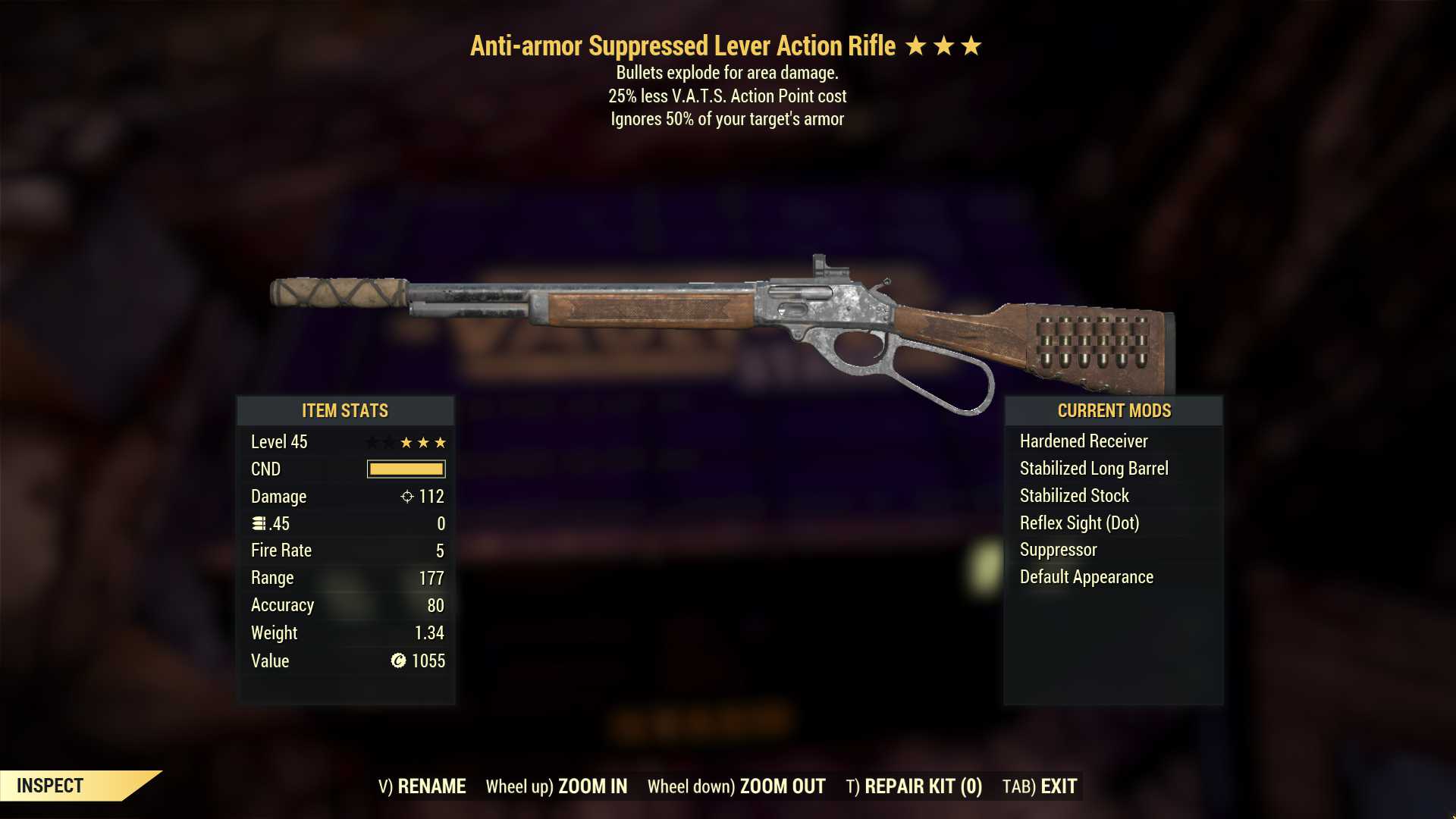 Anti-Armor Explosive Lever Action Rifle (25% less VATS AP cost)