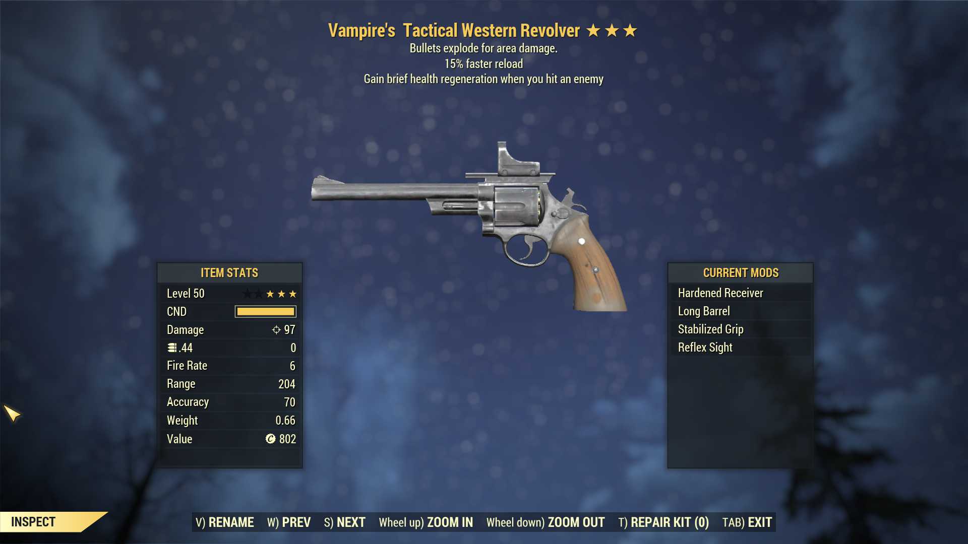 Vampire's Explosive Western Revolver (15% faster reload)