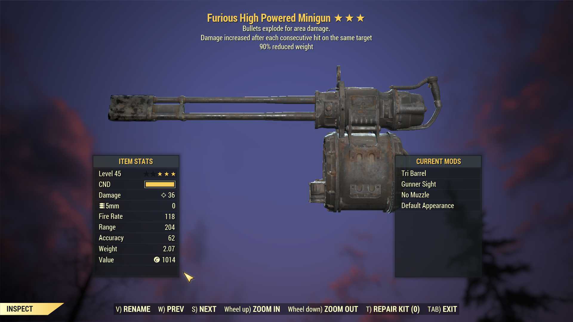 Furious Explosive Minigun (90% reduced weight)